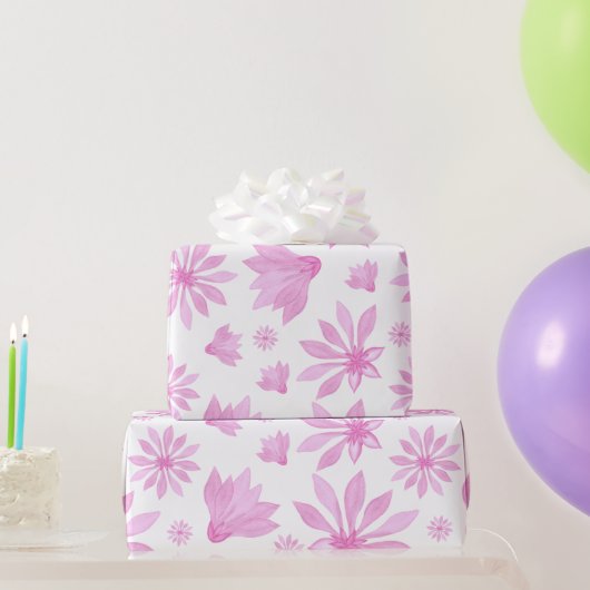 Blühende rosa Blume Aquarell Geschenkpapier (Partygeschenke)
