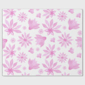 Blühende rosa Blume Aquarell Geschenkpapier (Flach)