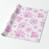 Blühende rosa Blume Aquarell Geschenkpapier (Ungerollt)