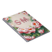 Blühende Rosa Blume aus Peony und grüne Blätter Notizblock (Rechte Seite)