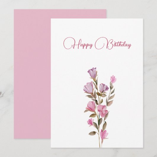 Blühende rosa Blume Feiertagskarte (Vorne/Hinten)
