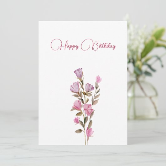 Blühende rosa Blume Feiertagskarte (Stehend Vorderseite)