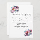 Blühende Rosa Blume Hochzeit Einladung (Vorne/Hinten)