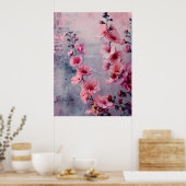 Blühende rosa Blume Poster (Küche)