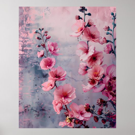 Blühende rosa Blume Poster (Vorne)