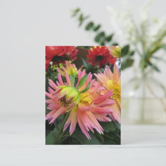 Blühende rosa Blume Postkarte (Stehend Vorderseite)