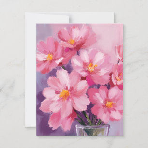 Blühende rosa Blütenblätter Blumenmalerei Aquare Dankeskarte