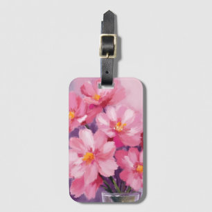 Blühende rosa Blütenblätter   Blumenmalerei Aquare Gepäckanhänger