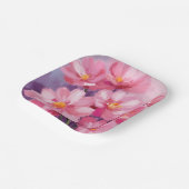 Blühende rosa Blütenblätter | Blumenmalerei Aquare Pappteller (Gewinkelt)