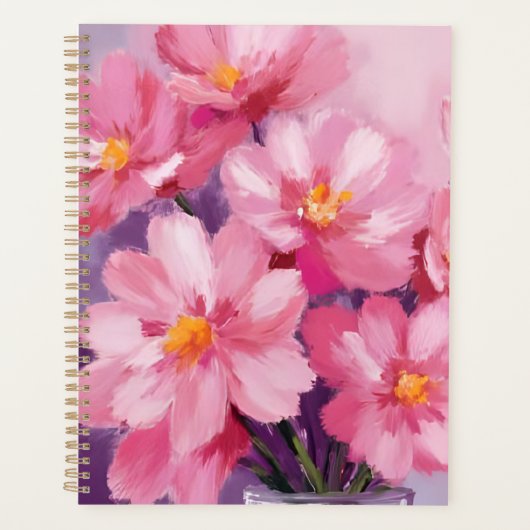Blühende rosa Blütenblätter | Blumenmalerei Aquare Planer (Vorderseite)