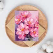 Blühende rosa Blütenblätter Blumenmalerei Karte
