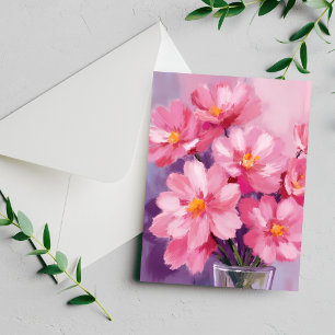 Blühende rosa Blütenblätter Blumenmalerei Karte