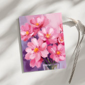 Blühende rosa Blütenblätter Blumenmalerei Karte