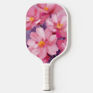 Blühende rosa Blütenblätter Blumenmalerei Wasser Pickleball Schläger