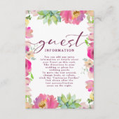 Blühende Rosa Floral Hochzeitsgastinformationen Begleitkarte (Vorderseite)