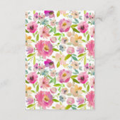 Blühende Rosa Floral Hochzeitsgastinformationen Begleitkarte (Rückseite)