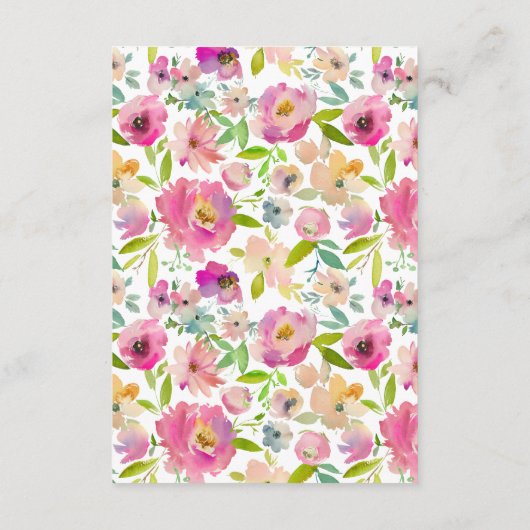 Blühende Rosa Floral Hochzeitsgastinformationen Begleitkarte (Rückseite)