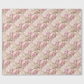 Blühende rosa Lila Magnolias-Frühlingsszene Blume Geschenkpapier (Flach)