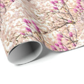 Blühende rosa Lila Magnolias-Frühlingsszene Blume Geschenkpapier (Rolleneckpunkt)