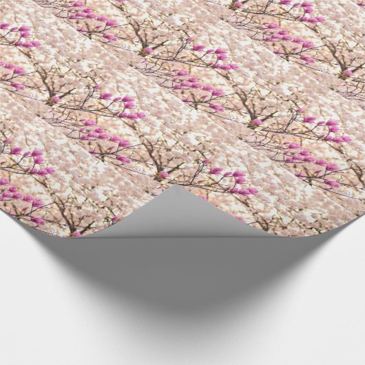Blühende rosa Lila Magnolias-Frühlingsszene Blume Geschenkpapier (Ecke)