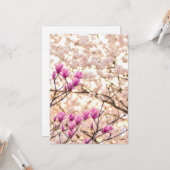 Blühende rosa Lila Magnolias-Frühlingsszene Blume Karte (Vorderseite/Rückseite Beispiel)