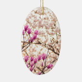 Blühende rosa Lila Magnolias-Frühlingsszene Blume Keramikornament (Rechts)
