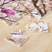 Blühende rosa Lila Magnolias-Frühlingsszene Blume Puzzle (Seite)