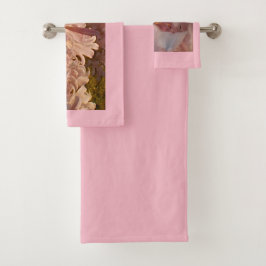 Blühende rosa Lilien Badhandtuch Set