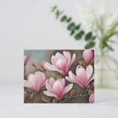 Blühende rosa Magnolia-Blume Postkarte (Stehend Vorderseite)