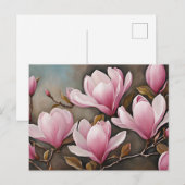 Blühende rosa Magnolia-Blume Postkarte (Vorne/Hinten)