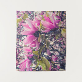 Blühende rosa Magnolia Nah Wandteppich