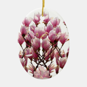 Blühende rosa Magnolias-Frühlingsstimmung in der B Keramikornament