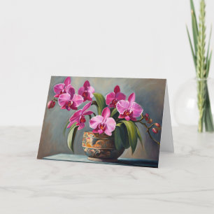 Blühende rosa Orchideen-Blumenpflanze Karte