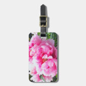 Blühende rosa Peonies Gepäckanhänger (Vorderseite vertikal)