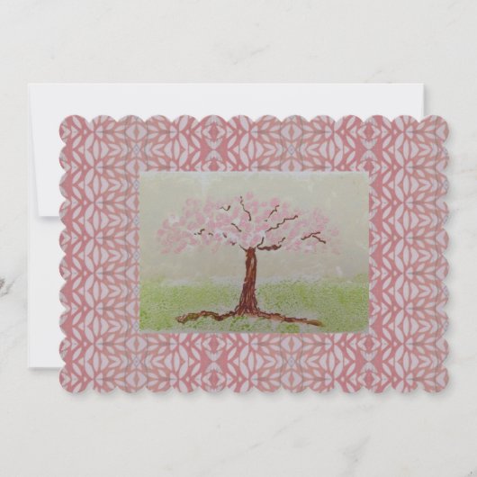 Blühende rosa Tree Note Card Einladung (Vorderseite)