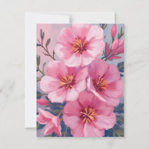 Blühende rosa Wasserfarbenblumen, rosig bemalt Dankeskarte