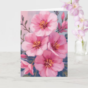 Blühende rosa Wasserfarbenblumen, rosig gemalt Karte