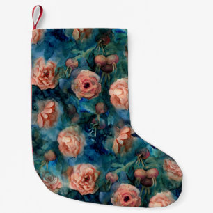 Blühende Rose Aquarellfarben Nahtloses Muster Kleiner Weihnachtsstrumpf
