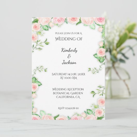 Blühende Rose Einladung (Stehend Vorderseite)