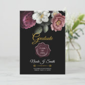 Blühende Rose Foto Abschluss Einladung (Stehend Vorderseite)