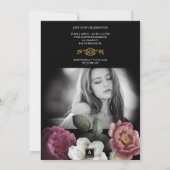 Blühende Rose Foto Abschluss Einladung (Rückseite)