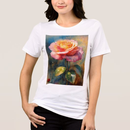 Blühende Rose Grafischer T - Shirt (Vorderseite)