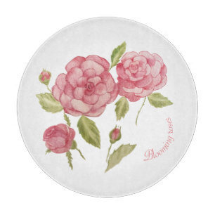 Blühende Rose in Aquarellfarben Flecken aus dem Ma Schneidebrett