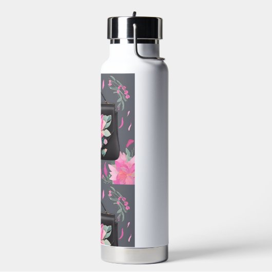 Blühende Rose KI-Kunst Trinkflasche (Links)