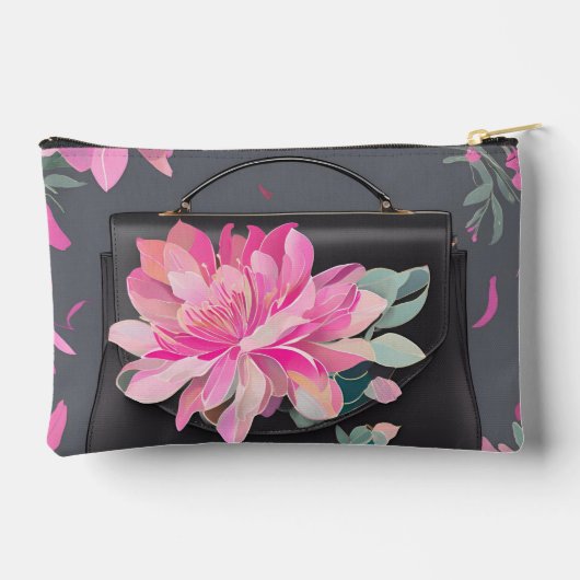 Blühende Rose KI-Kunst Zubehörtasche (Rückseite)