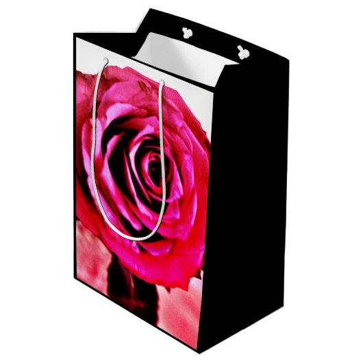 blühende Rose Mittlere Geschenktüte (Rückseite Schrägansicht)