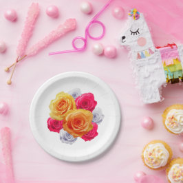 Blühende Rose Motif-Papierplatte Pappteller