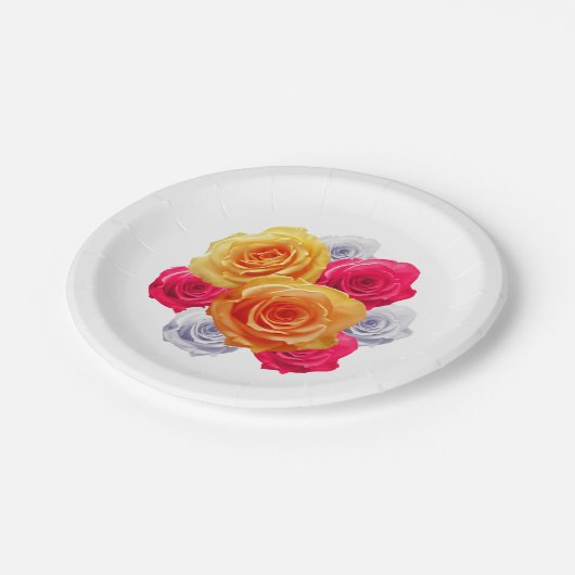 Blühende Rose Motif-Papierplatte Pappteller (Schrägansicht)