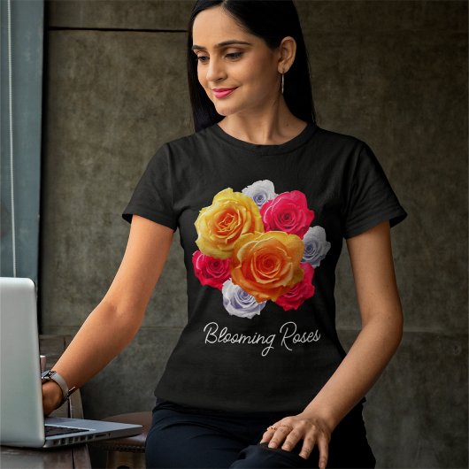 Blühende Rose Motif T - Shirt