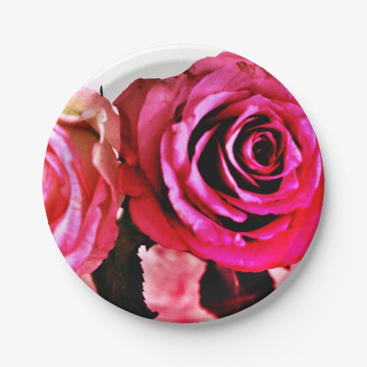 Blühende Rose Pappteller (Vorderseite)